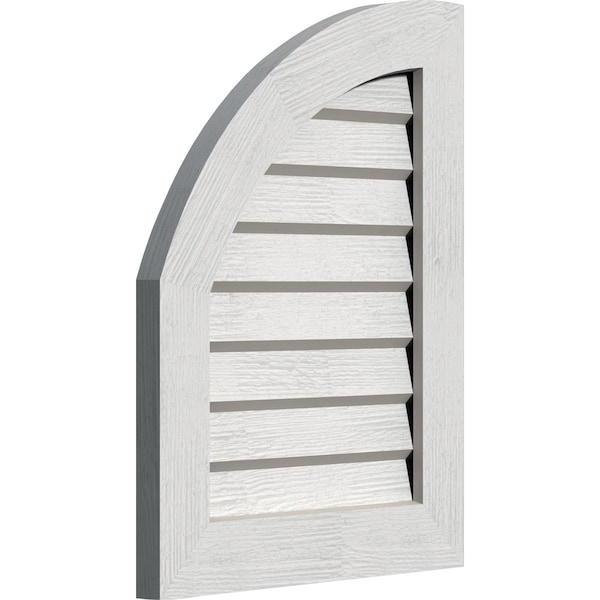 Ekena Millwork Quarter Round Top Left, Western Red Cedar Gable Vent w/Decorative Face Frame, 15"W x 24"H - GVWQL15X2402RDPWR