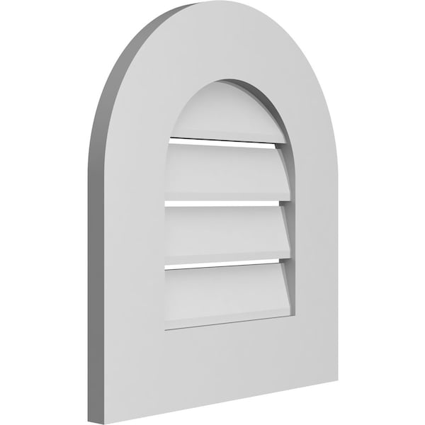 Ekena Millwork Round Top Surface Mount PVC Gable Vent: Functional, w/ 3-1/2"W x 1"P Standard Frame, 16"W x 18"H - GVPRT16X1801SF
