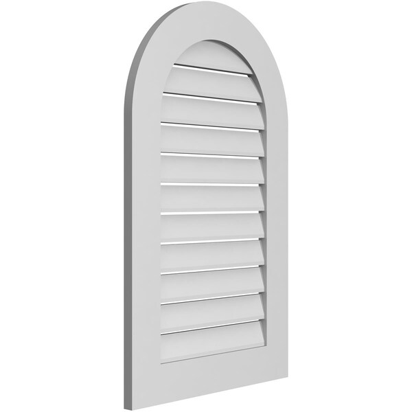 Ekena Millwork Round Top Surface Mount PVC Gable Vent: Functional, w/ 3-1/2"W x 1"P Standard Frame, 22"W x 36"H - GVPRT22X3601SF