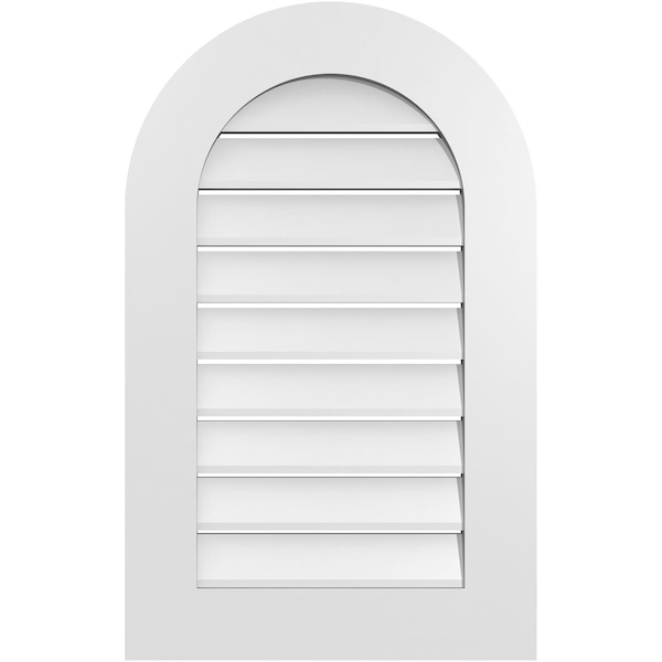 Ekena Millwork Round Top Surface Mount PVC Gable Vent: Functional, w/ 3-1/2"W x 1"P Standard Frame, 20"W x 32"H - GVPRT20X3201SF