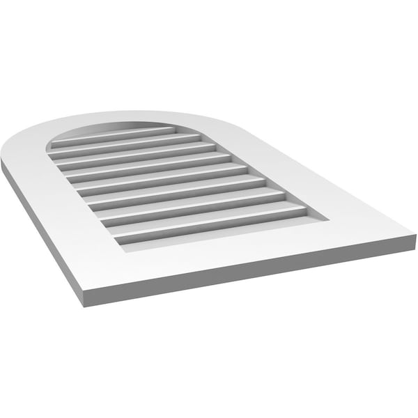 Ekena Millwork Round Top Surface Mount PVC Gable Vent: Functional, w/ 3-1/2"W x 1"P Standard Frame, 20"W x 32"H - GVPRT20X3201SF