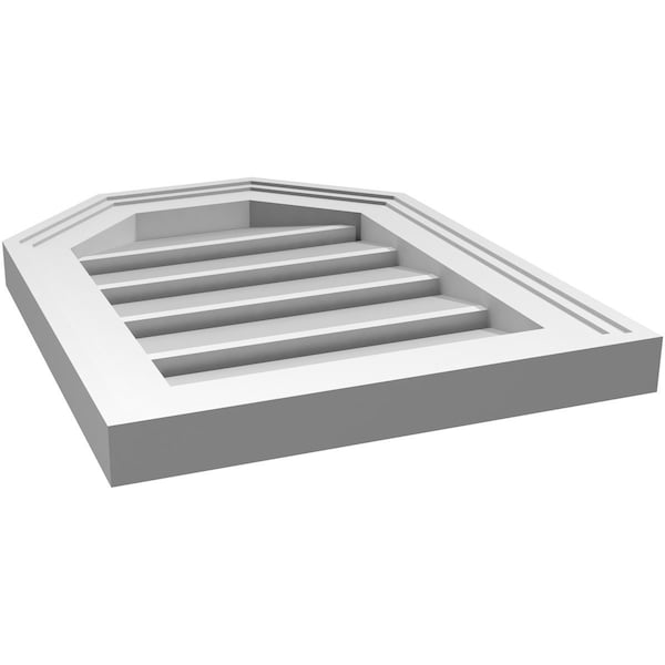 Ekena Millwork Octagonal Top Surface Mount PVC Gable Vent w/ 2"W x 1-1/2"P Brickmould Frame, 14"W x 18"H - GVPOT14X1802SF