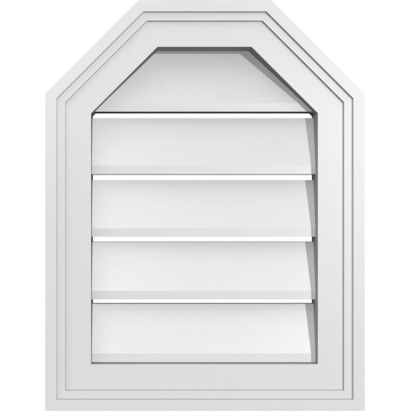 Ekena Millwork Octagonal Top Surface Mount PVC Gable Vent w/ 2"W x 1-1/2"P Brickmould Frame, 14"W x 18"H - GVPOT14X1802SF