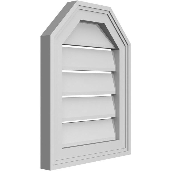 Ekena Millwork Octagonal Top Surface Mount PVC Gable Vent w/ 2"W x 1-1/2"P Brickmould Frame, 14"W x 18"H - GVPOT14X1802SF