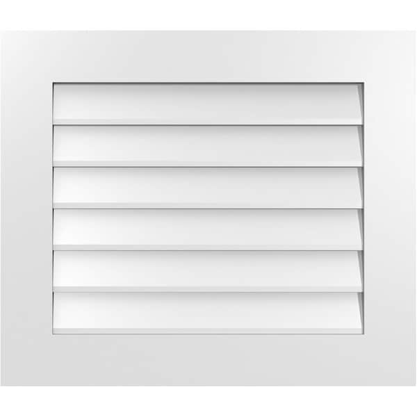 Ekena Millwork Vertical Surface Mount PVC Gable Vent: Non-Functional, w/ 3-1/2"W x 1"P Standard Frame, 28"W x 24"H - GVPVE28X2401SN