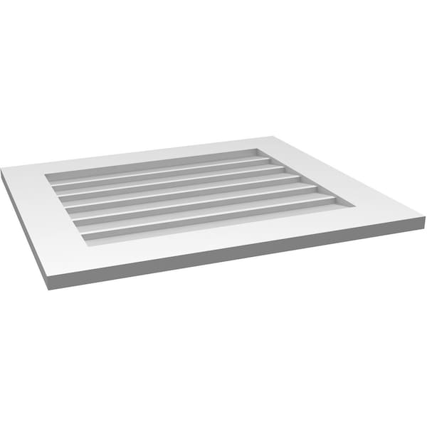 Ekena Millwork Vertical Surface Mount PVC Gable Vent: Non-Functional, w/ 3-1/2"W x 1"P Standard Frame, 28"W x 24"H - GVPVE28X2401SN
