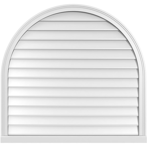 Ekena Millwork Round Top Surface Mount PVC Gable Vent w/ 2"W x 2"P Brickmould Sill Frame, 42"W x 40"H - GVPRT42X4003SN