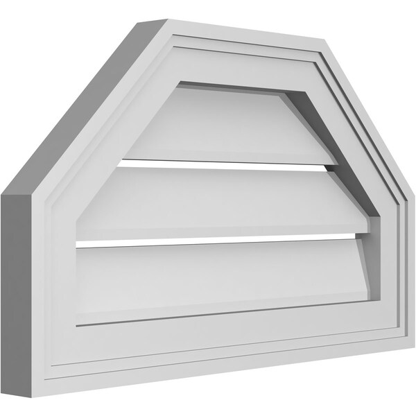 Ekena Millwork Octagonal Top Surface Mount PVC Gable Vent w/ 2"W x 1-1/2"P Brickmould Frame, 20"W x 12"H - GVPOT20X1202SF