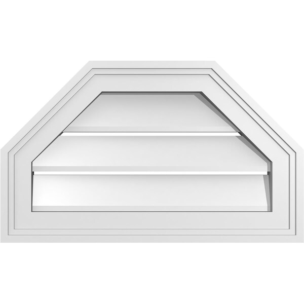 Ekena Millwork Octagonal Top Surface Mount PVC Gable Vent w/ 2"W x 1-1/2"P Brickmould Frame, 20"W x 12"H - GVPOT20X1202SF