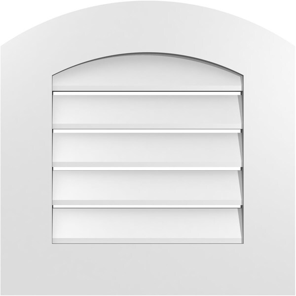 Ekena Millwork Arch Top Surface Mount PVC Gable Vent: Non-Functional, w/ 3-1/2"W x 1"P Standard Frame, 18"W x 42"H - GVPAR18X4201SN