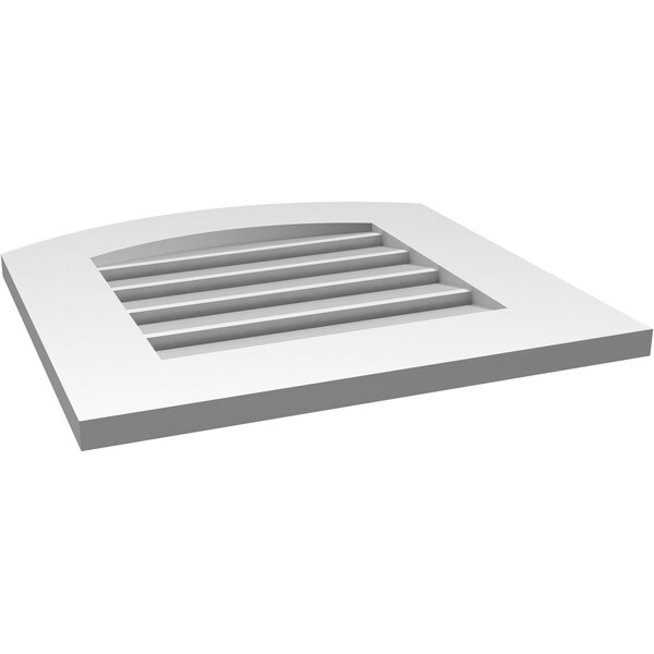 Ekena Millwork Arch Top Surface Mount PVC Gable Vent: Non-Functional, w/ 3-1/2"W x 1"P Standard Frame, 18"W x 42"H - GVPAR18X4201SN