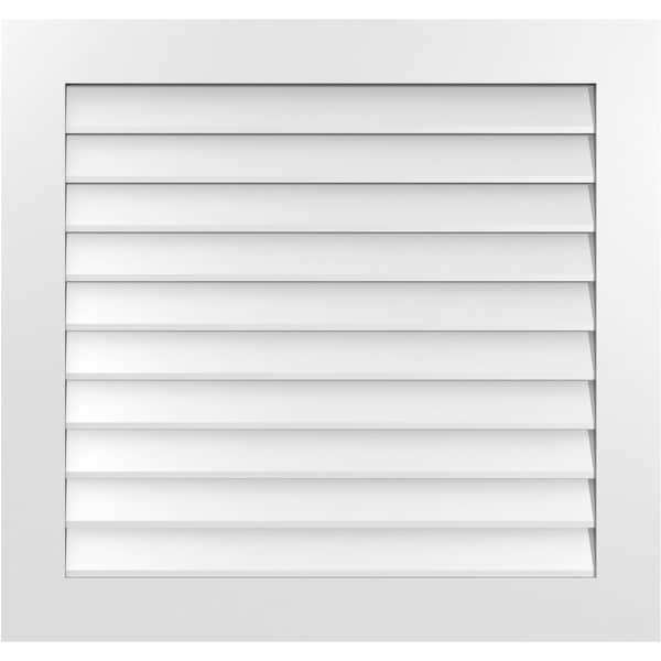 Ekena Millwork Vertical Surface Mount PVC Gable Vent: Non-Functional, w/3-1/2"W x 1"H, Standard Frame, 36"W x 34"H - GVPVE36X3401SN