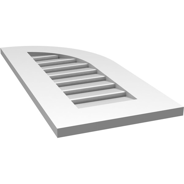 Ekena Millwork Quarter Round Top Right Surface Mount PVC Gable Vent w/ 3-1/2"W x 1"P Standard Frame, 14"W x 30"H - GVPQR14X3001SF