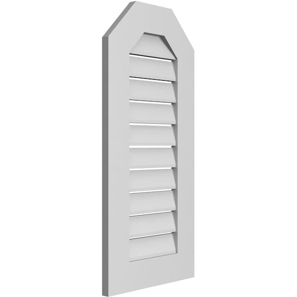 Ekena Millwork Octagonal Top Surface Mount PVC Gable Vent: Functional, w/ 3-1/2"W x 1"P Standard Frame, 16"W x 34"H - GVPOT16X3401SF