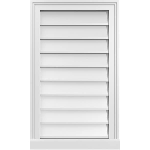 Ekena Millwork Vertical Surface Mount PVC Gable Vent w/ 2"W x 2"H , Brickmould Sill Frame, 18"W x 30"H - GVPVE18X3003SN