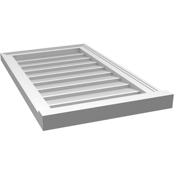 Ekena Millwork Vertical Surface Mount PVC Gable Vent w/ 2"W x 2"H , Brickmould Sill Frame, 18"W x 30"H - GVPVE18X3003SN