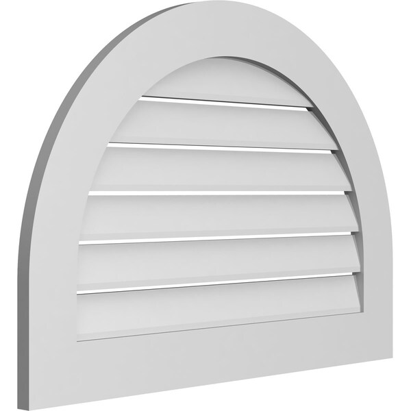 Ekena Millwork Round Top Surface Mount PVC Gable Vent: Functional, w/ 3-1/2"W x 1"P Standard Frame, 34"W x 24"H - GVPRT34X2401SF
