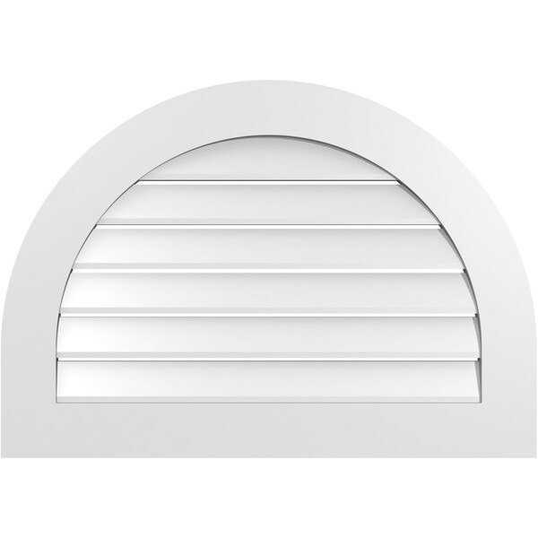 Ekena Millwork Round Top Surface Mount PVC Gable Vent: Functional, w/ 3-1/2"W x 1"P Standard Frame, 34"W x 24"H - GVPRT34X2401SF