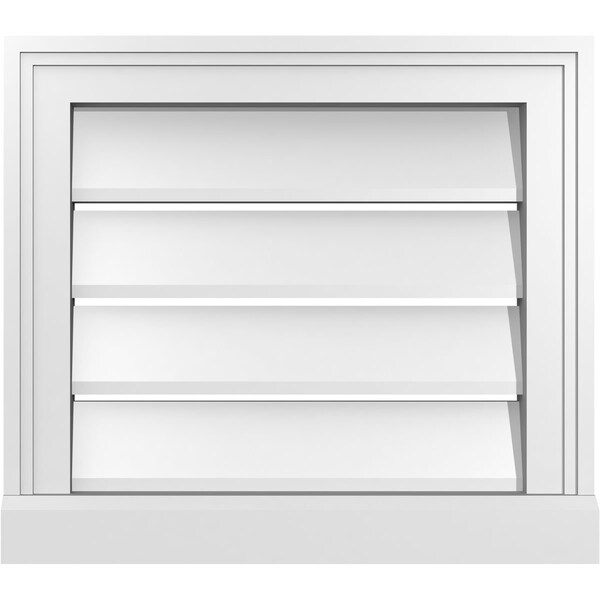 Ekena Millwork Vertical Surface Mount PVC Gable Vent: Functional, w/ 2"W x 2"P Brickmould Sill Frame, 18"W x 16"H - GVPVE18X1603SF