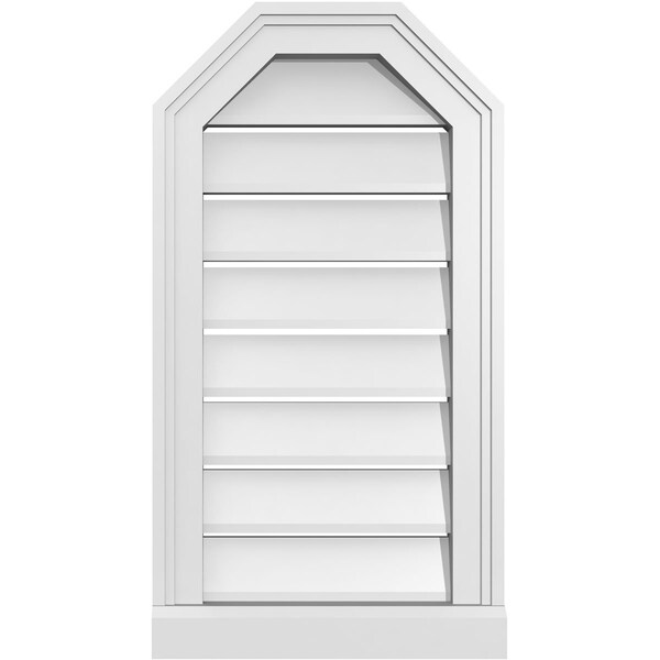 Ekena Millwork Octagonal Top Surface Mount PVC Gable Vent w/ 2"W x 2"P Brickmould Sill Frame, 14"W x 26"H - GVPOT14X2603SF