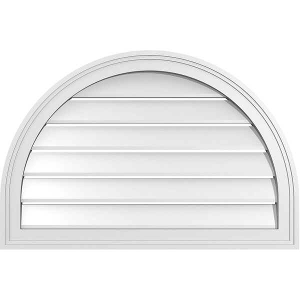 Ekena Millwork Round Top Surface Mount PVC Gable Vent: Functional, w/ 2"W x 1-1/2"P Brickmould Frame, 30"W x 20"H - GVPRT30X2002SF