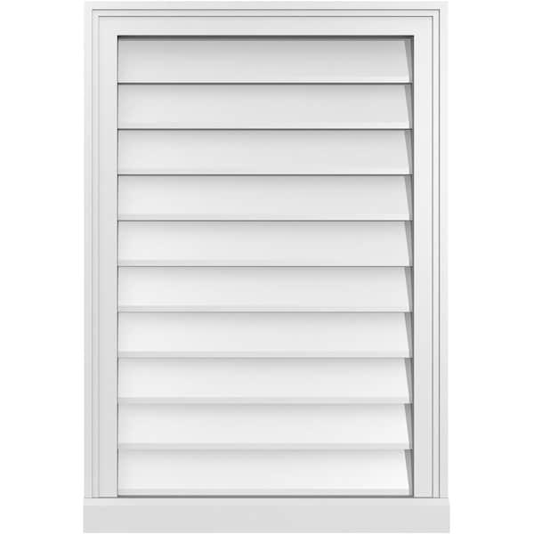 Ekena Millwork Vertical Surface Mount PVC Gable Vent w/ 2"W x 2"H , Brickmould Sill Frame, 22"W x 32"H - GVPVE22X3203SN
