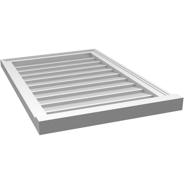 Ekena Millwork Vertical Surface Mount PVC Gable Vent w/ 2"W x 2"H , Brickmould Sill Frame, 22"W x 32"H - GVPVE22X3203SN