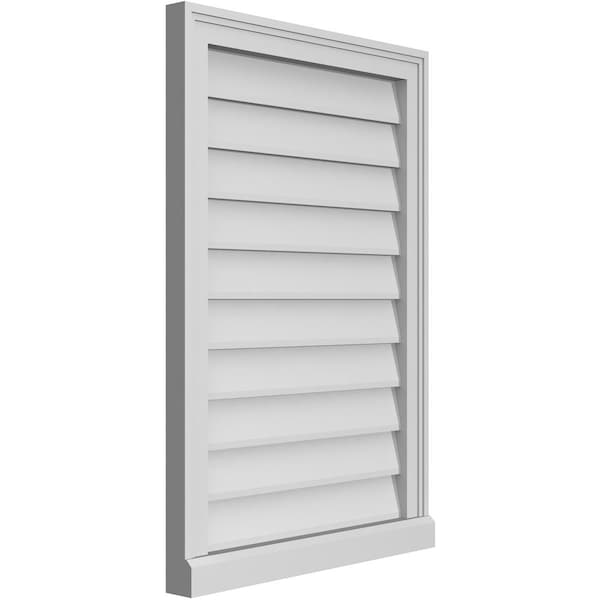 Ekena Millwork Vertical Surface Mount PVC Gable Vent w/ 2"W x 2"H , Brickmould Sill Frame, 22"W x 32"H - GVPVE22X3203SN