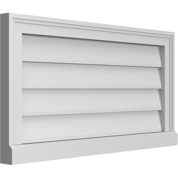 Ekena Millwork Vertical Surface Mount PVC Gable Vent w/ 2"W x 2"H , Brickmould Sill Frame, 30"W x 16"H - GVPVE30X1603SN