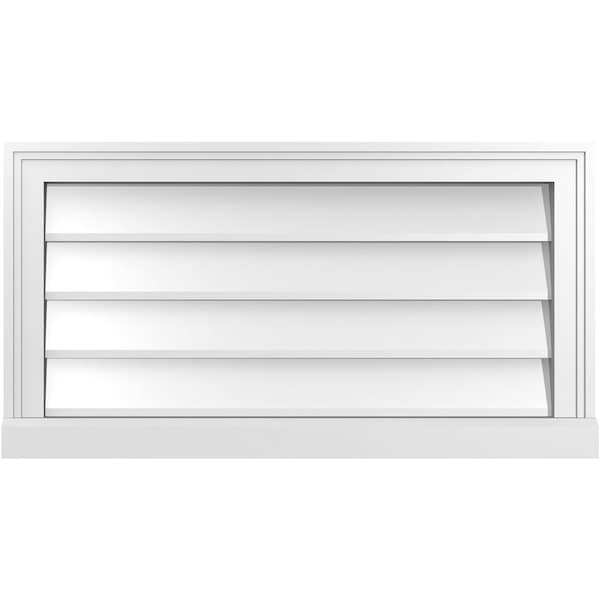 Ekena Millwork Vertical Surface Mount PVC Gable Vent w/ 2"W x 2"H , Brickmould Sill Frame, 30"W x 16"H - GVPVE30X1603SN
