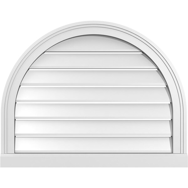 Ekena Millwork Round Top Surface Mount PVC Gable Vent: Functional, w/ 2"W x 2"P Brickmould Sill Frame, 28"W x 22"H - GVPRT28X2203SF
