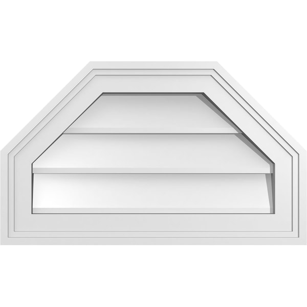 Ekena Millwork Octagonal Top Surface Mount PVC Gable Vent w/ 2"W x 1-1/2"P Brickmould Frame, 20"W x 12"H - GVPOT20X1202SN