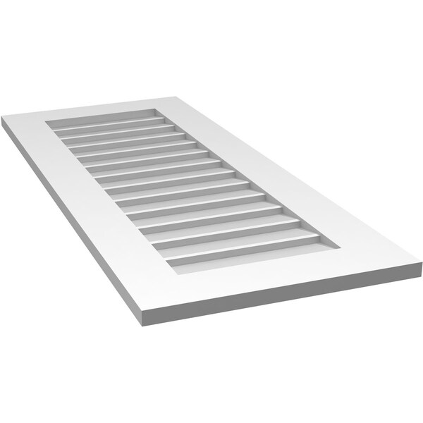 Ekena Millwork Vertical Surface Mount PVC Gable Vent: Non-Functional, w/ 3-1/2"W x 1"P Standard Frame, 18"W x 42"H - GVPVE18X4201SN