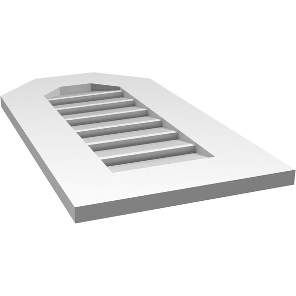 Ekena Millwork Octagonal Top Surface Mount PVC Gable Vent: Functional, w/ 3-1/2"W x 1"P Standard Frame, 14"W x 26"H - GVPOT14X2601SF