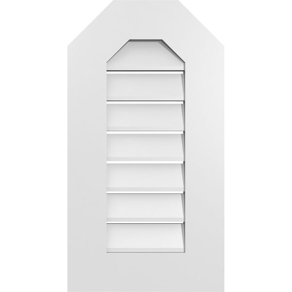 Ekena Millwork Octagonal Top Surface Mount PVC Gable Vent: Functional, w/ 3-1/2"W x 1"P Standard Frame, 14"W x 26"H - GVPOT14X2601SF