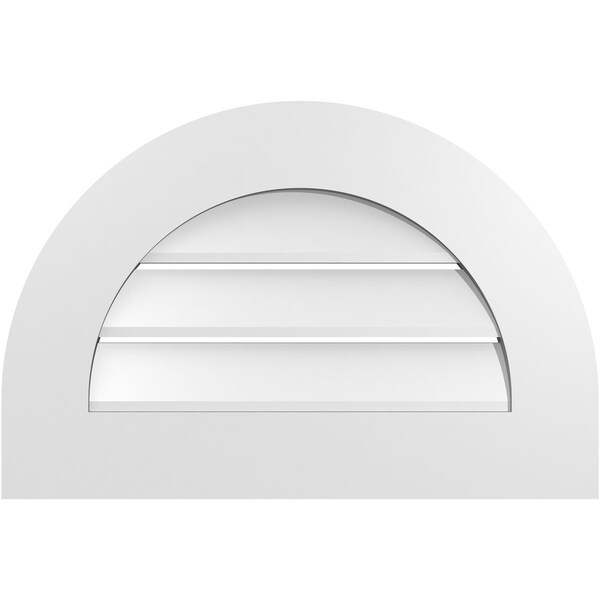 Ekena Millwork Round Top Surface Mount PVC Gable Vent: Functional, w/ 3-1/2"W x 1"P Standard Frame, 24"W x 16"H - GVPRT24X1601SF
