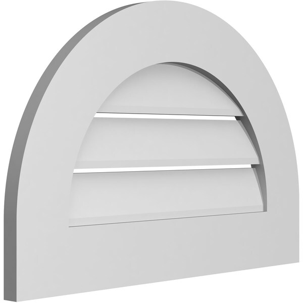 Ekena Millwork Round Top Surface Mount PVC Gable Vent: Functional, w/ 3-1/2"W x 1"P Standard Frame, 24"W x 16"H - GVPRT24X1601SF