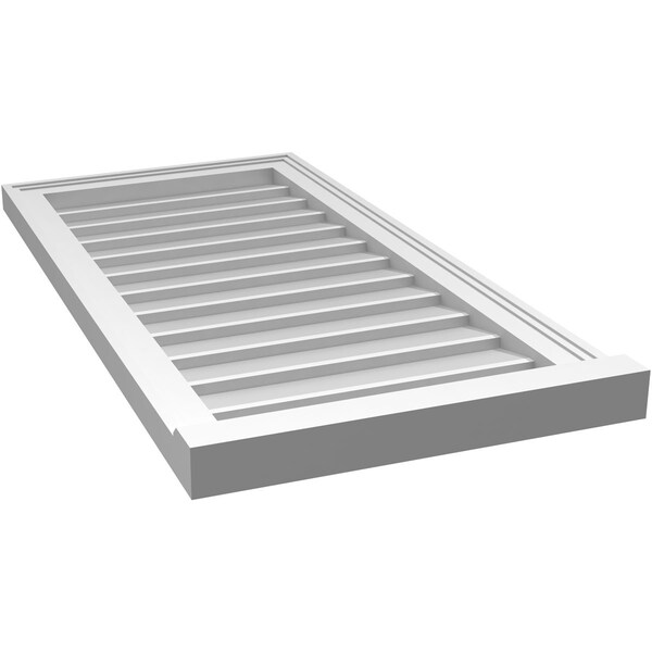 Ekena Millwork Vertical Surface Mount PVC Gable Vent w/ 2"W x 2"H , Brickmould Sill Frame, 18"W x 36"H - GVPVE18X3603SN