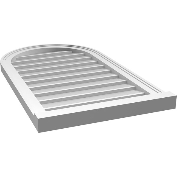 Ekena Millwork Round Top Surface Mount PVC Gable Vent w/ 2"W x 2"P Brickmould Sill Frame, 20"W x 34"H - GVPRT20X3403SN