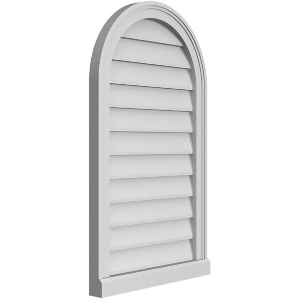 Ekena Millwork Round Top Surface Mount PVC Gable Vent w/ 2"W x 2"P Brickmould Sill Frame, 20"W x 34"H - GVPRT20X3403SN