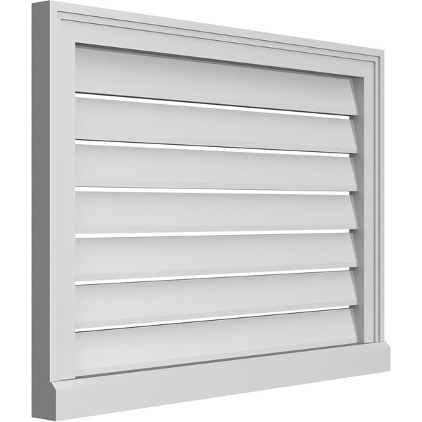 Ekena Millwork Vertical Surface Mount PVC Gable Vent: Functional, w/ 2"W x 2"P Brickmould Sill Frame, 30"W x 22"H - GVPVE30X2203SF