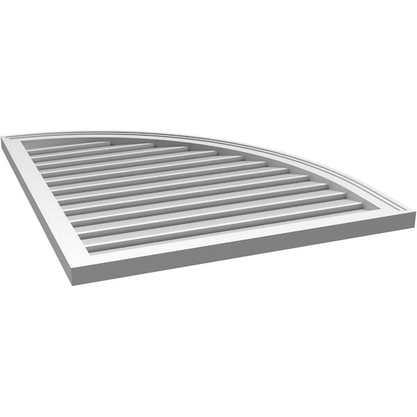 Ekena Millwork Quarter Round Top Right Surface Mount PVC Gable Vent w/ 2"W x 2"P Brickmould Sill Frame, 30"W x 36"H - GVPQR30X3603SF