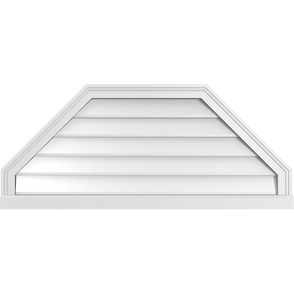 Ekena Millwork Octagonal Top Surface Mount PVC Gable Vent w/ 2"W x 2"P Brickmould Sill Frame, 42"W x 18"H - GVPOT42X1803SN