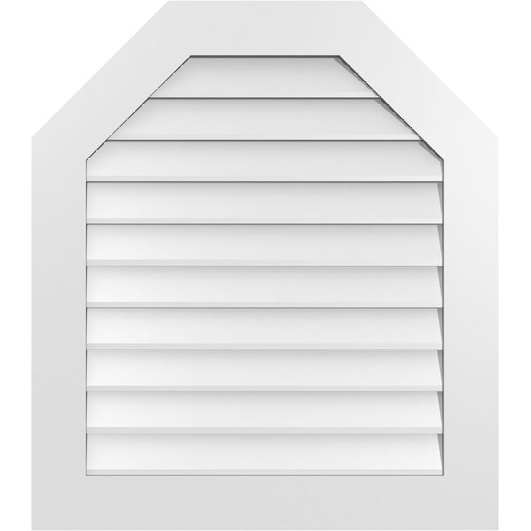 Ekena Millwork Octagonal Top Surface Mount PVC Gable Vent w/ 3-1/2"W x 1"P Standard Frame, 30"W x 34"H - GVPOT30X3401SN