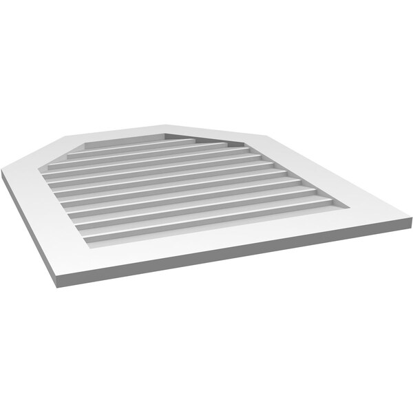 Ekena Millwork Octagonal Top Surface Mount PVC Gable Vent w/ 3-1/2"W x 1"P Standard Frame, 30"W x 34"H - GVPOT30X3401SN