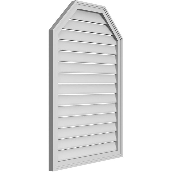 Ekena Millwork Octagonal Top Surface Mount PVC Gable Vent w/ 2"W x 1-1/2"P Brickmould Frame, 28"W x 42"H - GVPOT28X4202SF