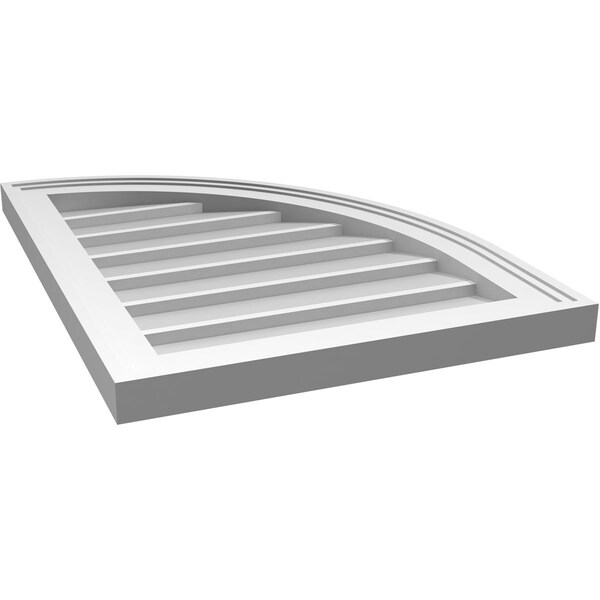 Ekena Millwork Quarter Round Top Right Surface Mount PVC Gable Vent w/ 2"W x 1-1/2"P Brickmould Frame, 18"W x 24"H - GVPQR18X2402SN