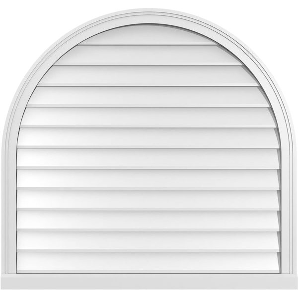 Ekena Millwork Round Top Surface Mount PVC Gable Vent w/ 2"W x 2"P Brickmould Sill Frame, 40"W x 38"H - GVPRT40X3803SN