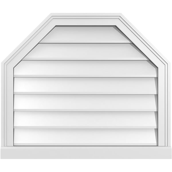 Ekena Millwork Octagonal Top Surface Mount PVC Gable Vent w/ 2"W x 2"P Brickmould Sill Frame, 28"W x 24"H - GVPOT28X2403SN