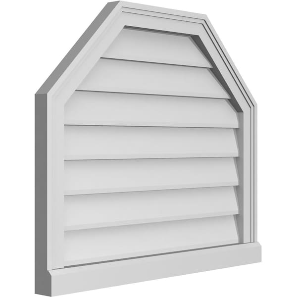 Ekena Millwork Octagonal Top Surface Mount PVC Gable Vent w/ 2"W x 2"P Brickmould Sill Frame, 28"W x 24"H - GVPOT28X2403SN
